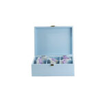Cutie de lemn cu 6 compartimente pentru plicuri de ceai 21x16x8,5 cm, albastru