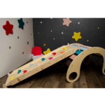 Set Montessori rainbow rocker (balansoar) + rampa reversibila cu margini (topogan si catarat) - www.luxeco.ro